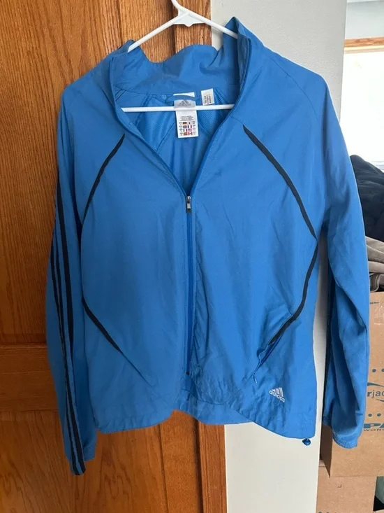 Adidas Women’s Blue Lightweight Running Jacket Full Zip Athletic Windbreaker - Picture 8 of 8